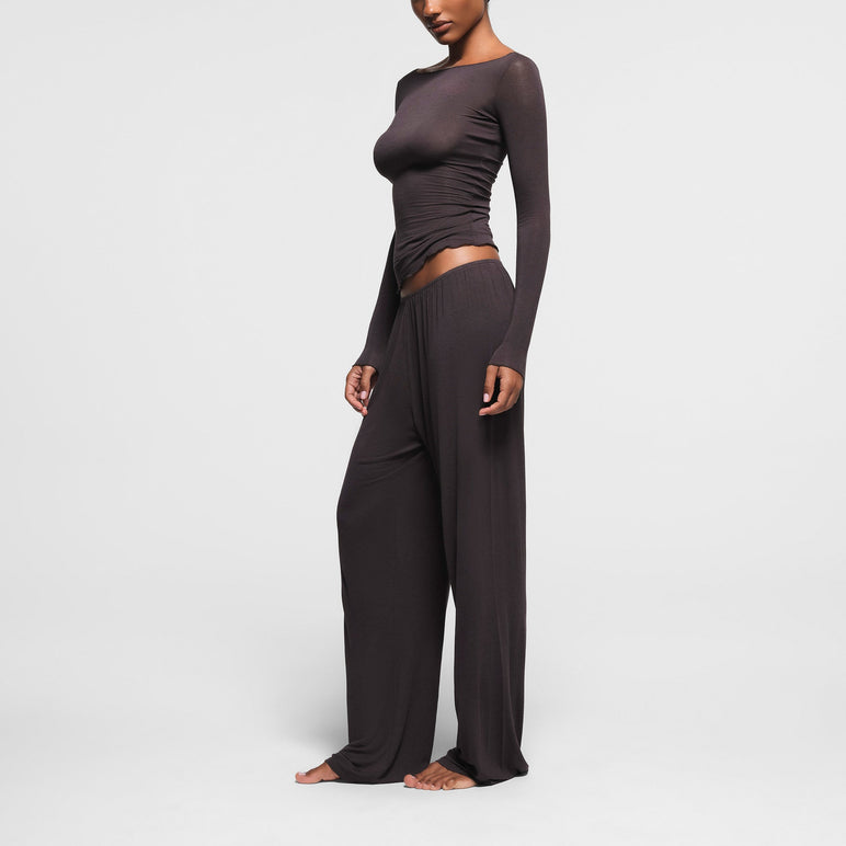 SHEER MODAL LONG SLEEVE BOAT NECK TOP | PHOENIX