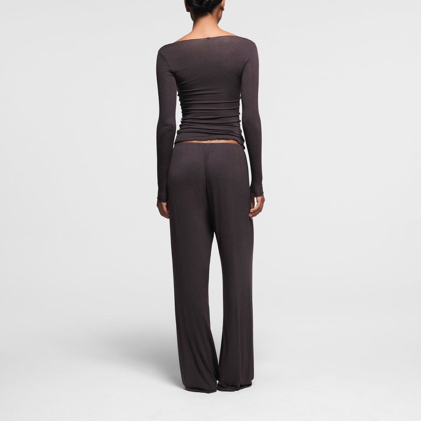 SHEER MODAL LONG SLEEVE BOAT NECK TOP | PHOENIX