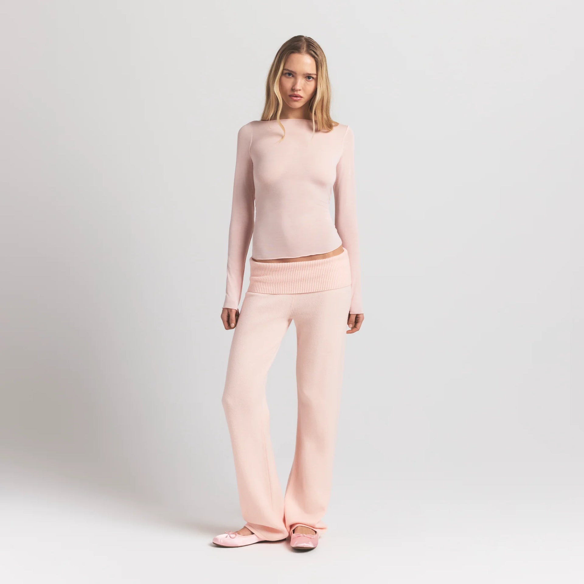 SHEER MODAL LONG SLEEVE BOATNECK TOP | PRIMROSE