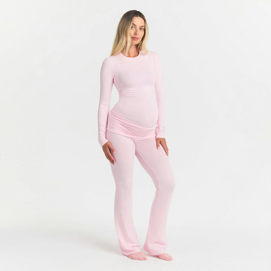 COTTON JERSEY MATERNITY LONG SLEEVE T-SHIRT | CHERRY BLOSSOM