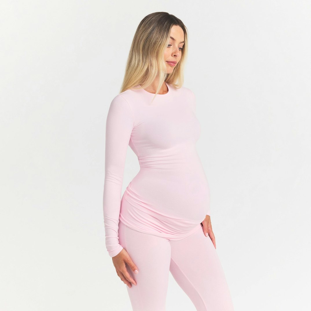COTTON JERSEY MATERNITY LONG SLEEVE T-SHIRT | CHERRY BLOSSOM
