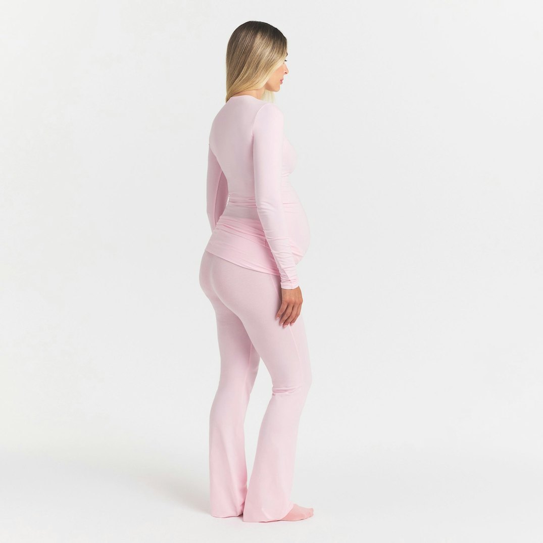 COTTON JERSEY MATERNITY LONG SLEEVE T-SHIRT | CHERRY BLOSSOM