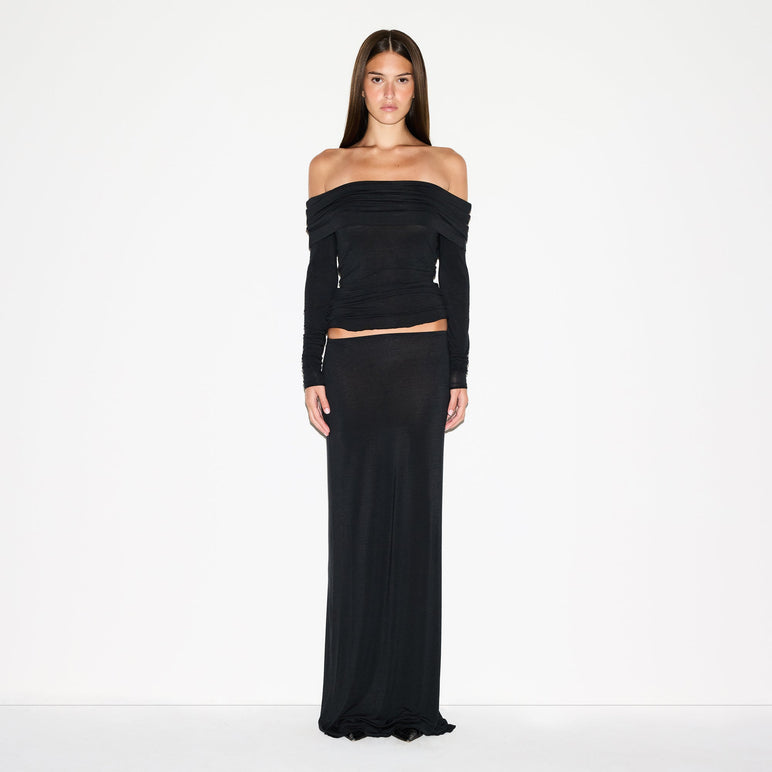 SHEER MODAL OFF THE SHOULDER TOP | ONYX
