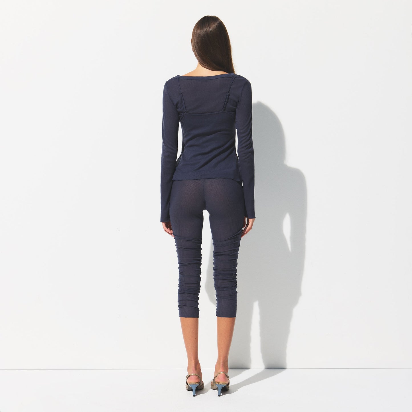 SHEER RIB LONG SLEEVE CREW NECK TOP | SLEET