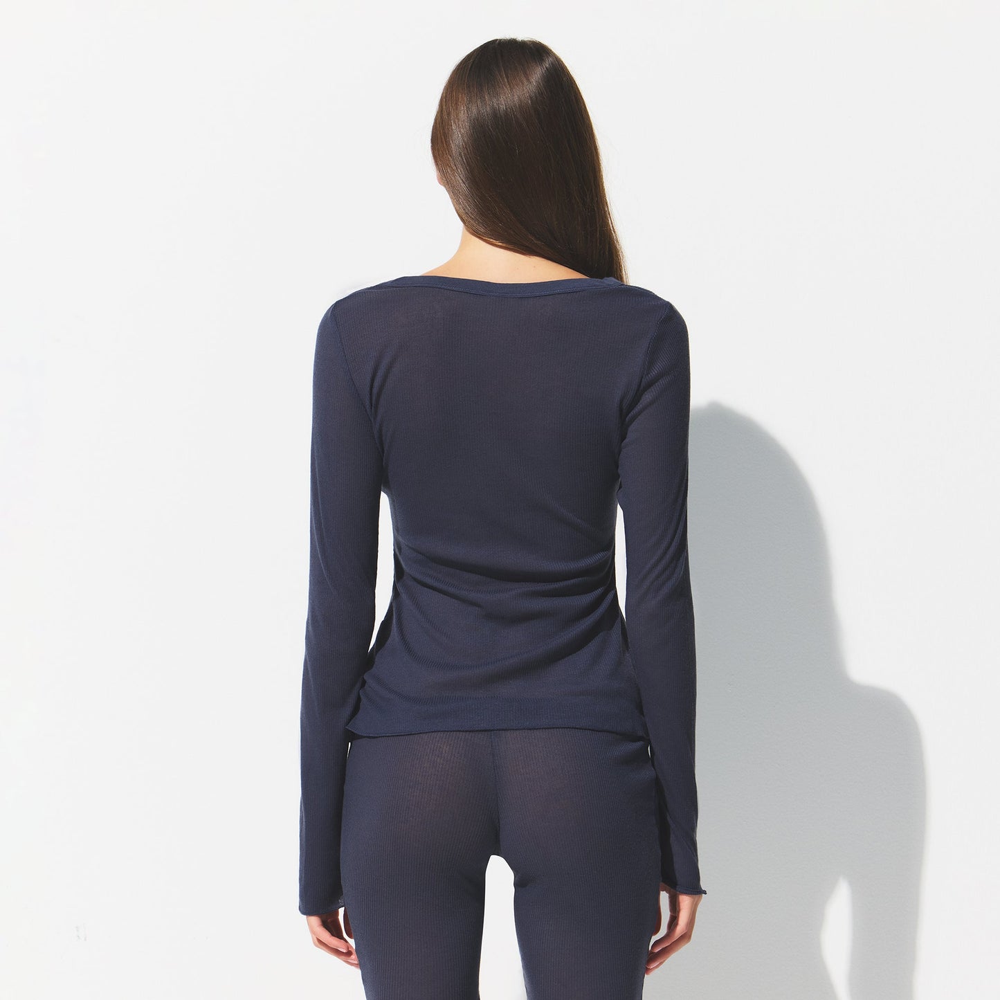 SHEER RIB LONG SLEEVE CREW NECK TOP | SLEET