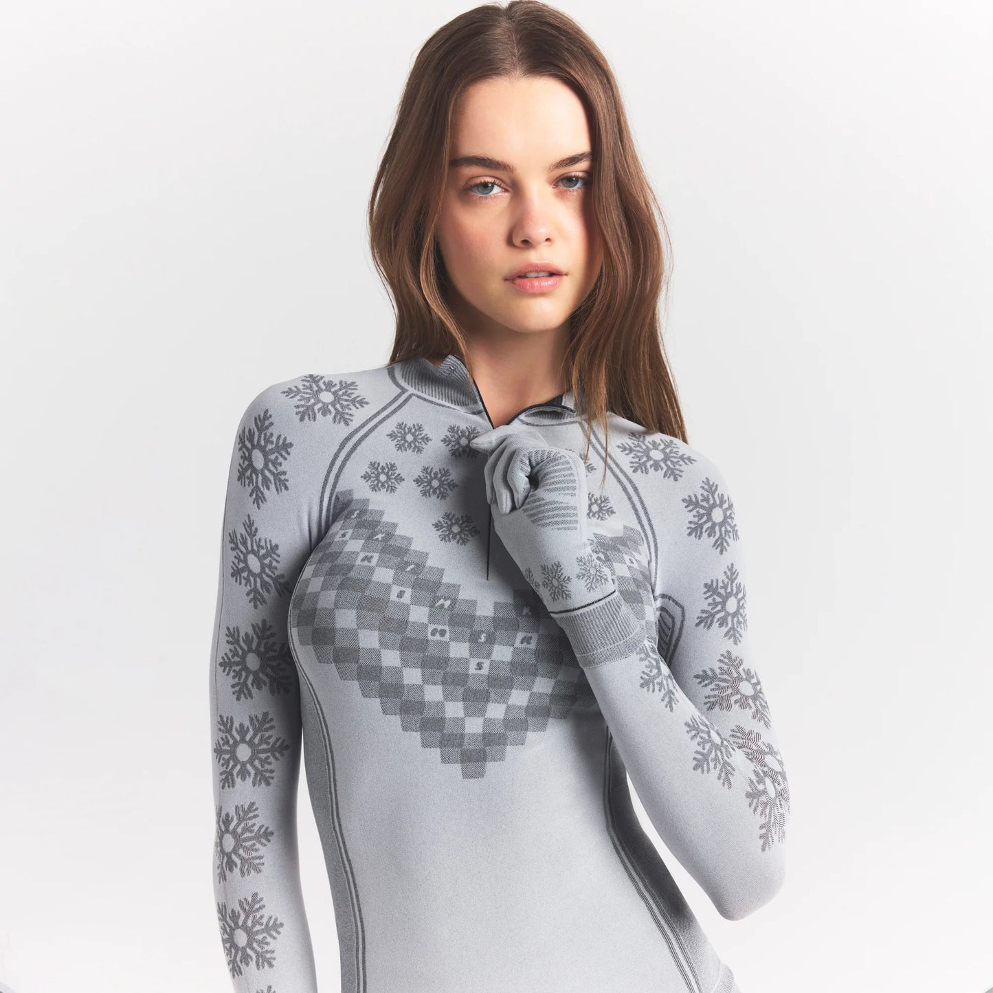 SKIMS FIRST LAYERS HALF ZIP LONG SLEEVE | MIRROR WINTER FAIR ISLE