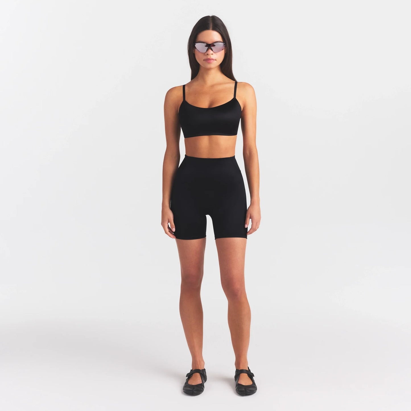 NikeSKIMS SATIN SHINE BONDED WAIST 5" BIKER SHORT | OBSIDIAN