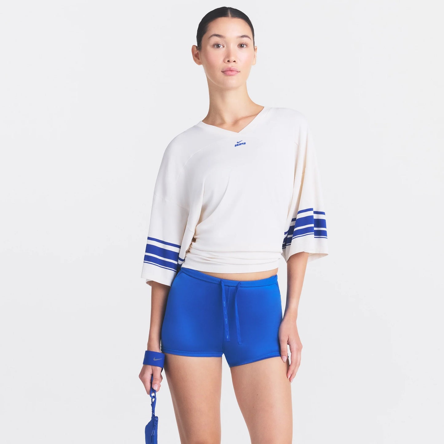 NikeSKIMS STRETCH KNIT OVERSIZED V-NECK TOP | IVORY