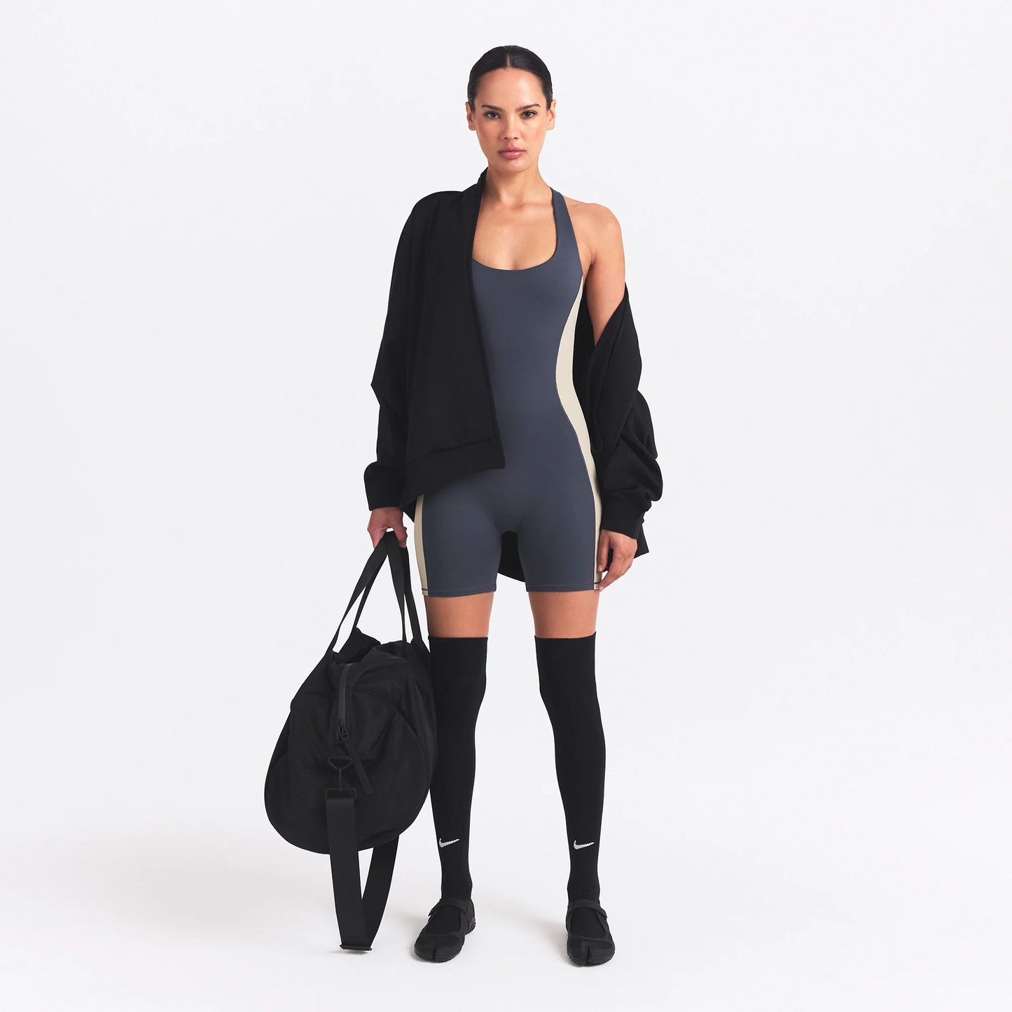 NikeSKIMS MATTE SHINE MIX RACERBACK 5" ONESIE | DEEP ROYAL AND STONE