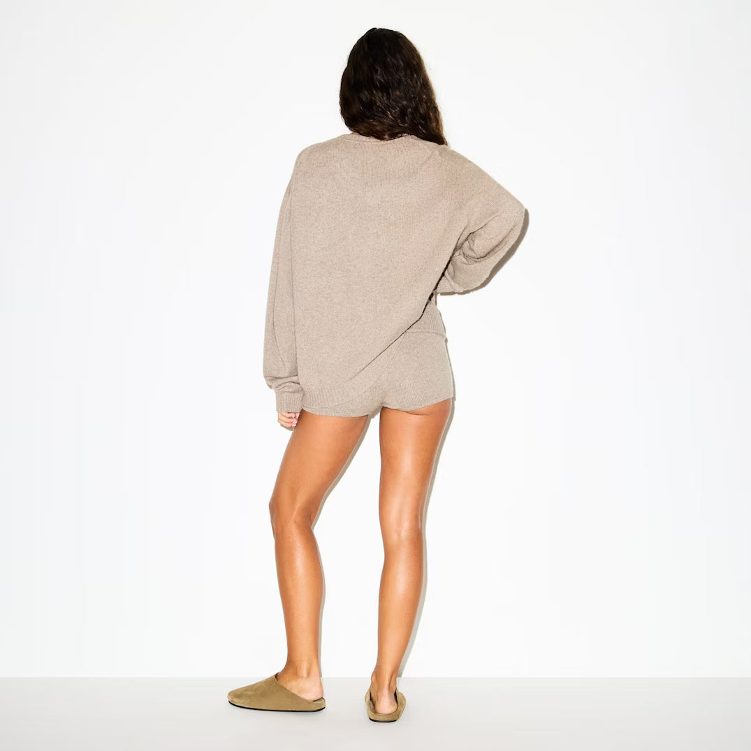 WOOL CASHMERE OVERSIZED V NECK SWEATER | LINEN