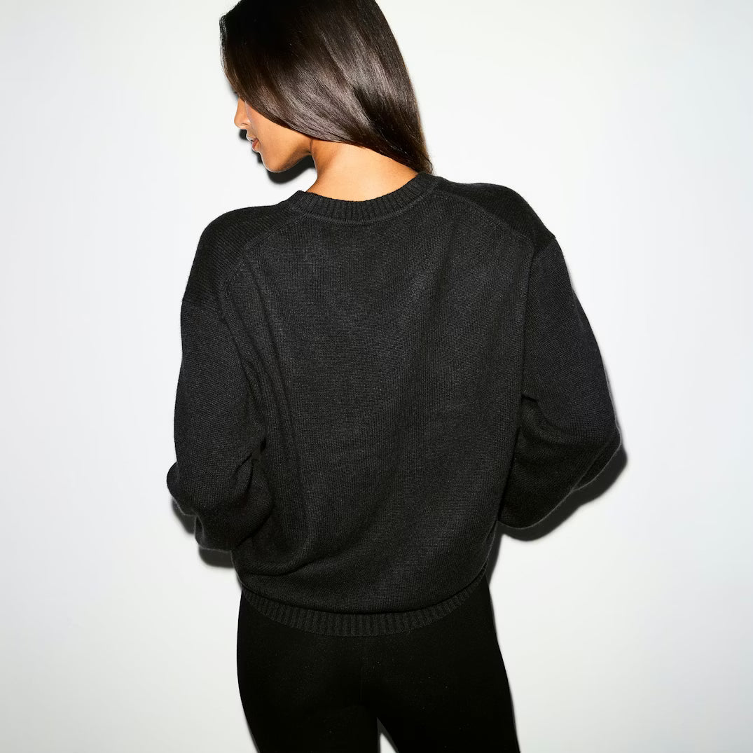 WOOL CASHMERE V NECK PULLOVER SWEATER | ONYX