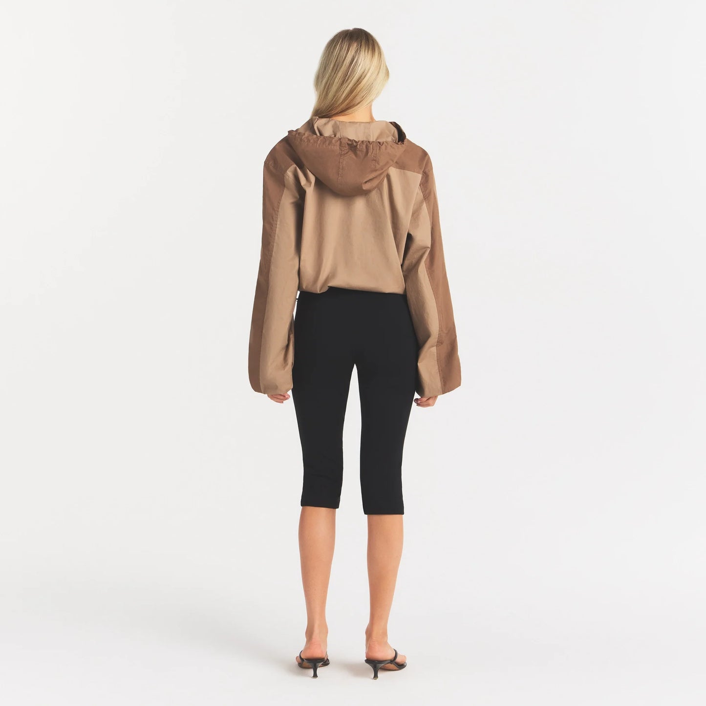 WOVEN COTTON HALF ZIP PULLOVER | DESERT