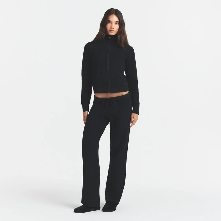 TEXTURED KNIT SHERPA ZIP UP | ONYX