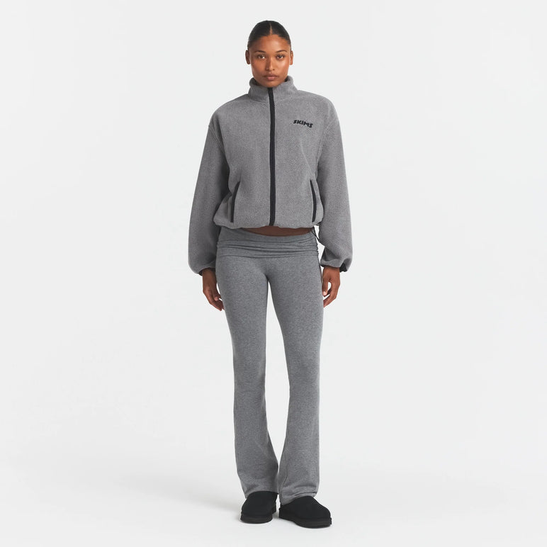 OUTDOOR FLEECE MOCK NECK ZIP UP JACKET | DARK HEATHER GREY