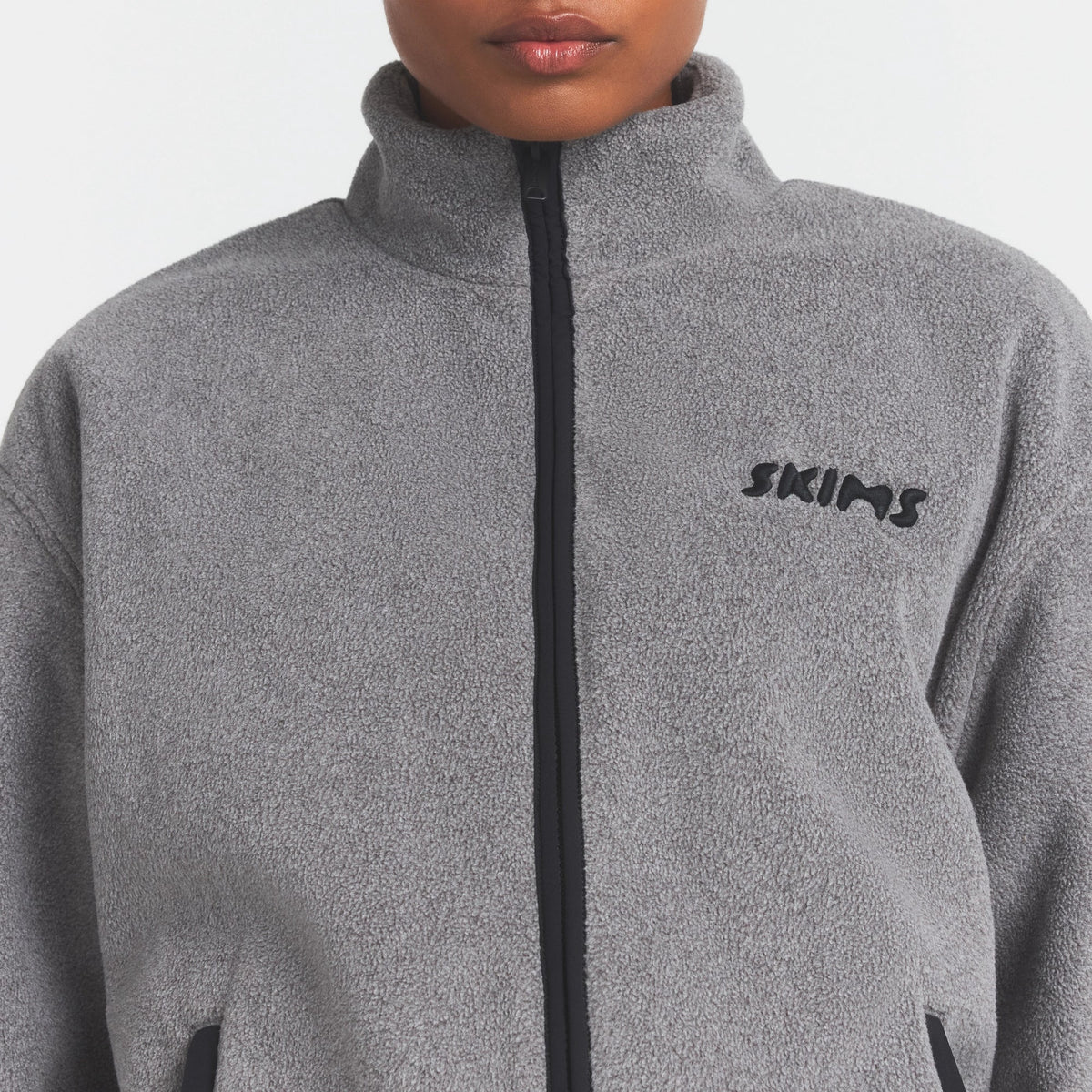 OUTDOOR FLEECE MOCK NECK ZIP UP JACKET | DARK HEATHER GREY