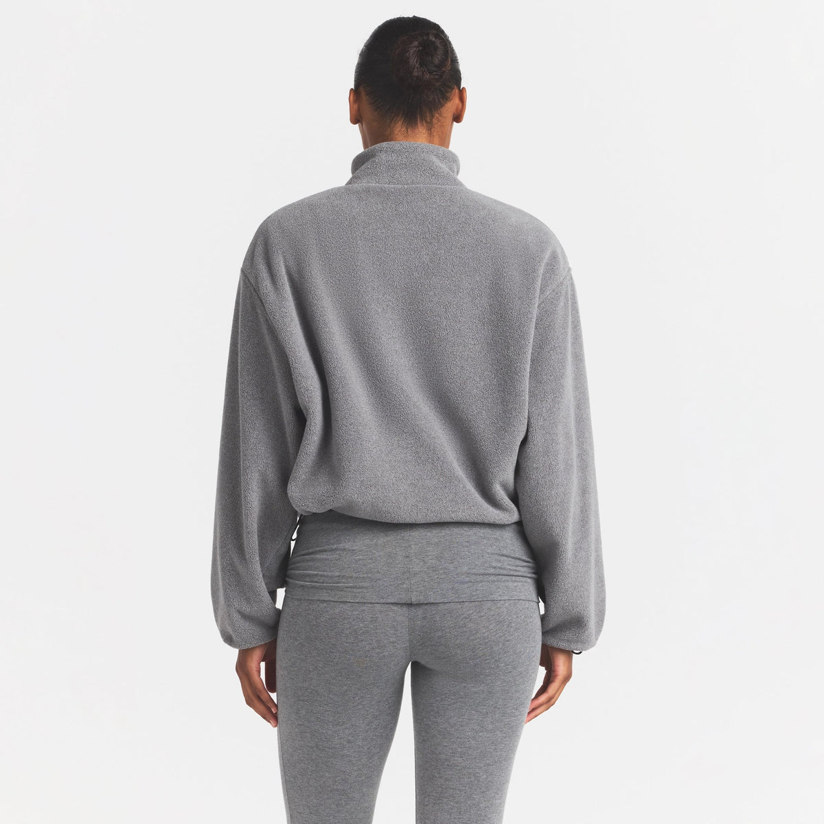 OUTDOOR FLEECE MOCK NECK ZIP UP JACKET | DARK HEATHER GREY