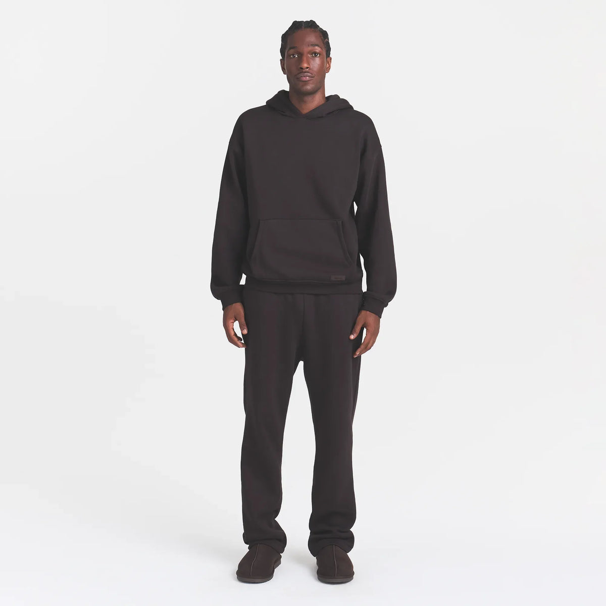 FLEECE LOUNGE MENS RELAXED HOODIE | DARK ROAST