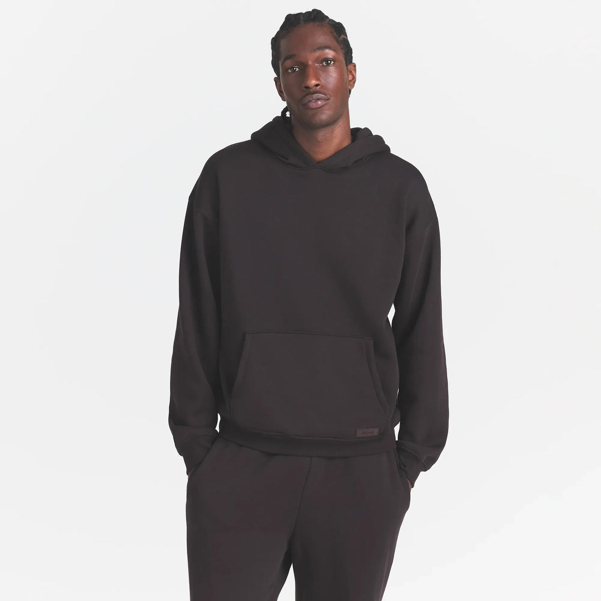FLEECE LOUNGE MENS RELAXED HOODIE | DARK ROAST