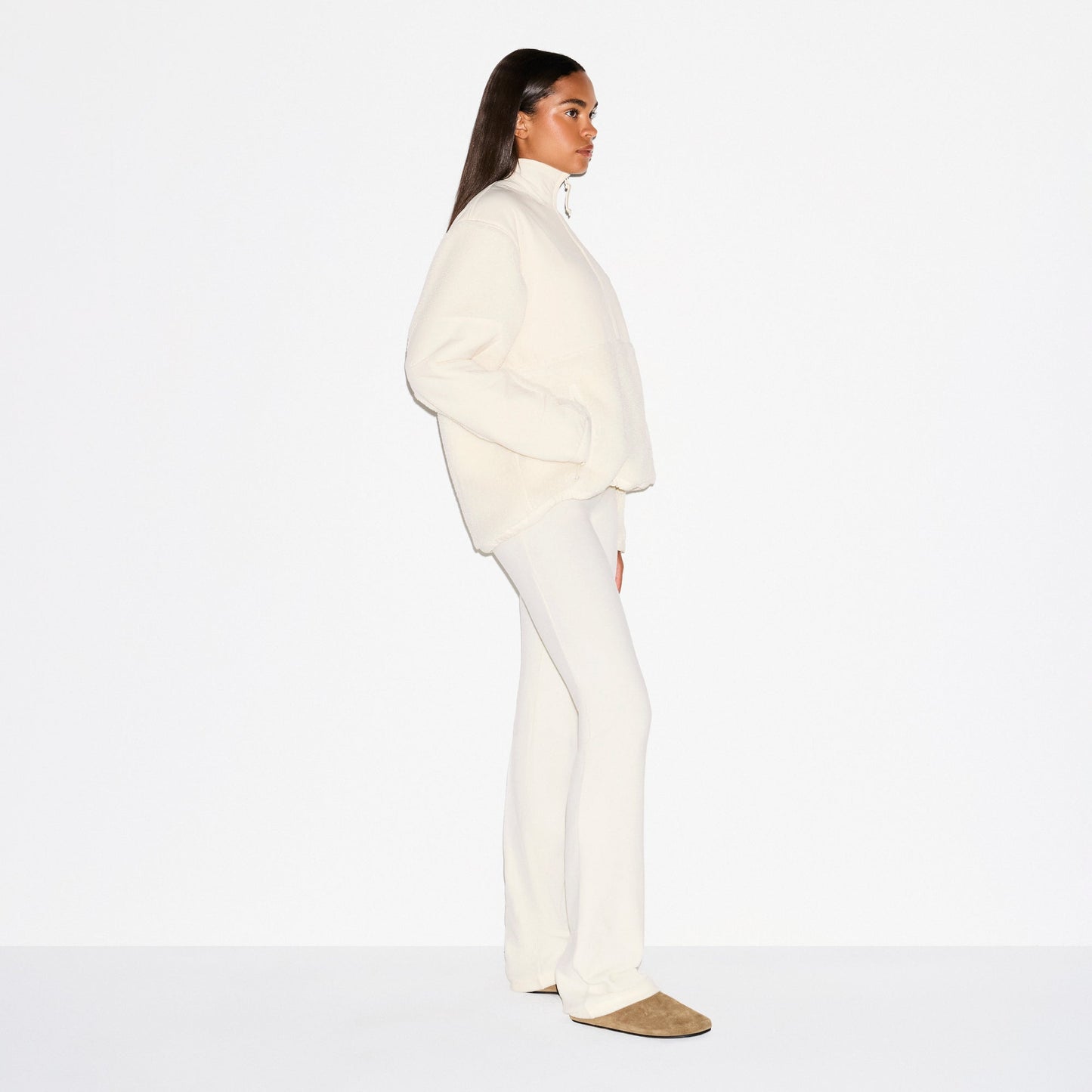 TEDDY OVERSIZED HALF ZIP UP PULLOVER | ECRU