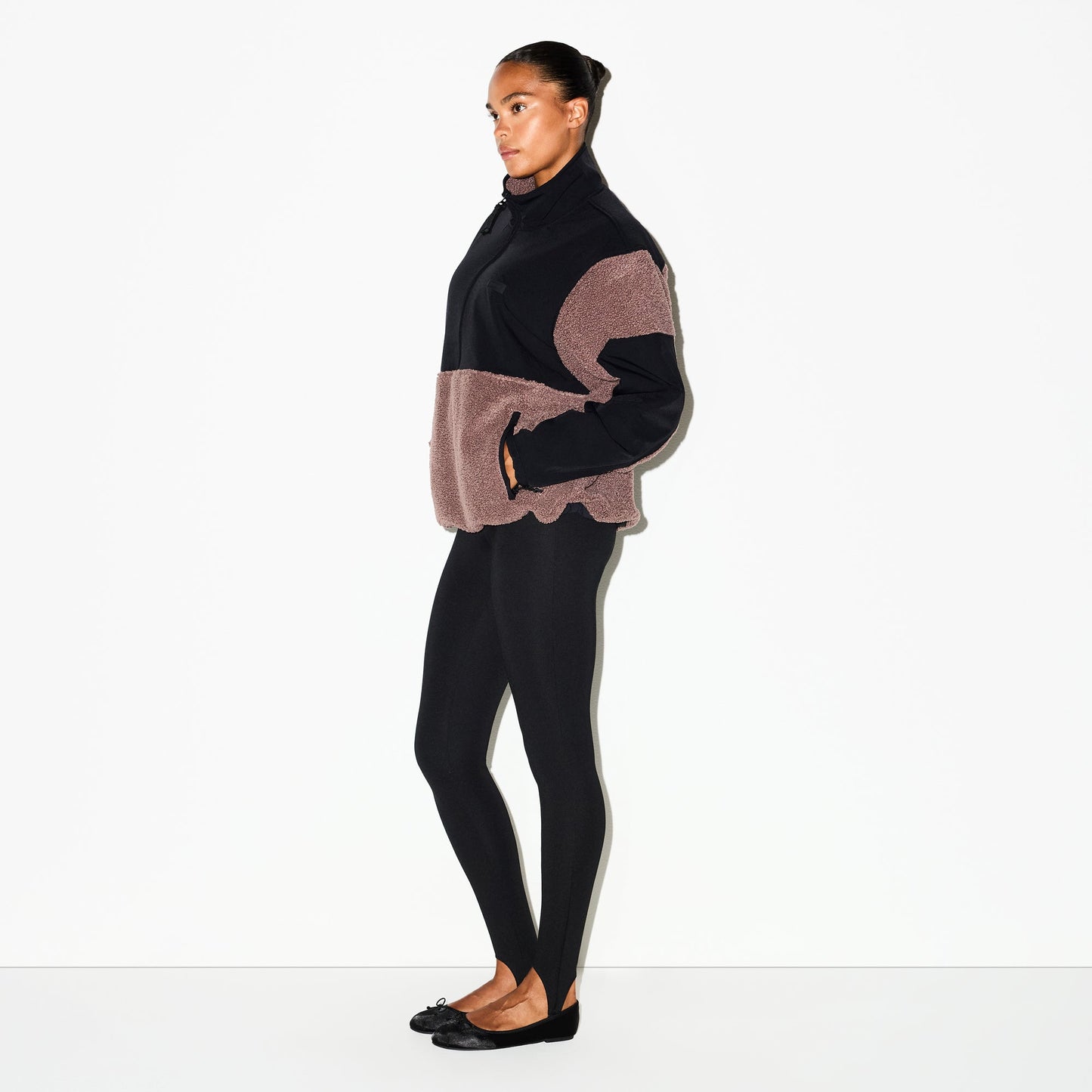 TEDDY OVERSIZED HALF ZIP UP PULLOVER | UMBER