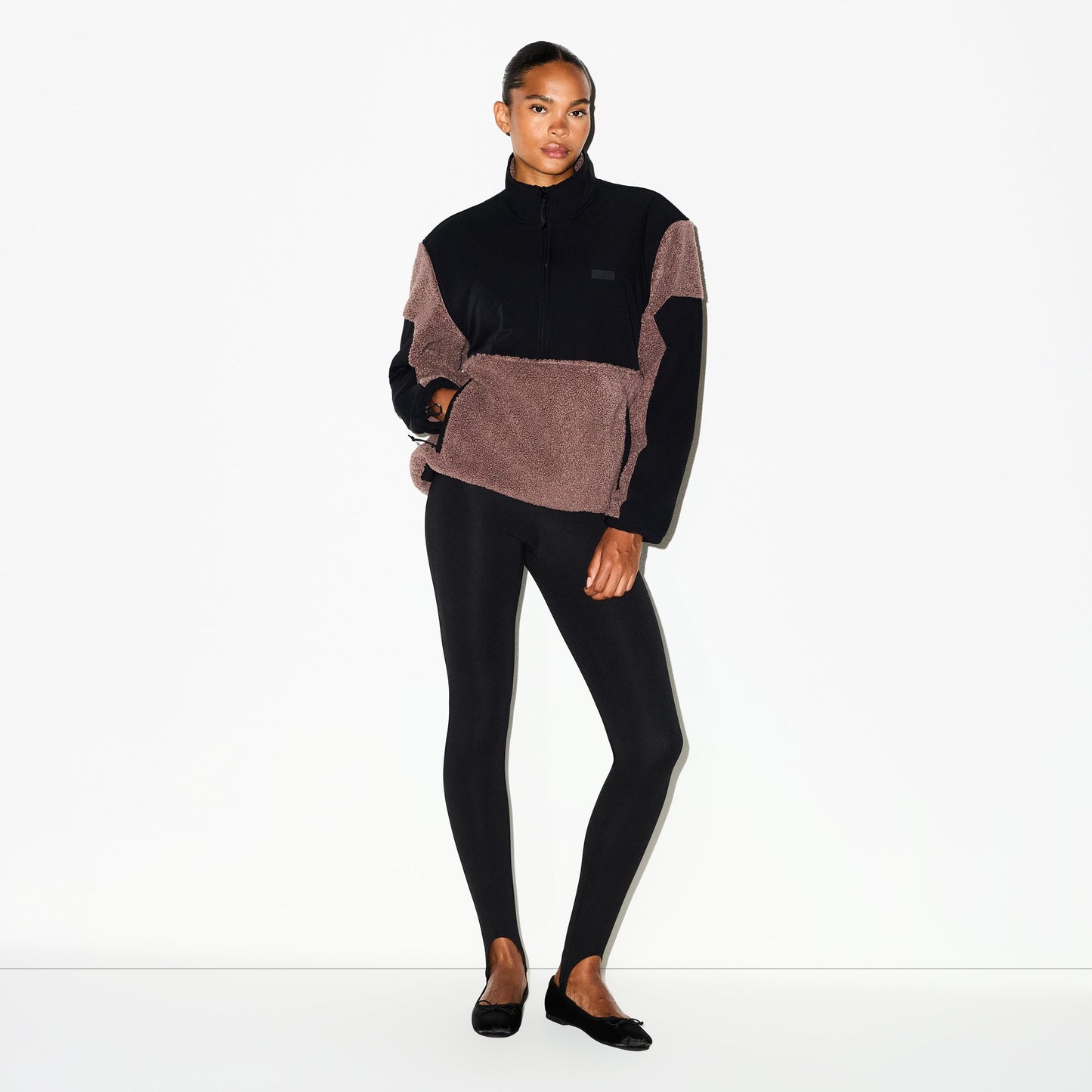 TEDDY OVERSIZED HALF ZIP UP PULLOVER | UMBER