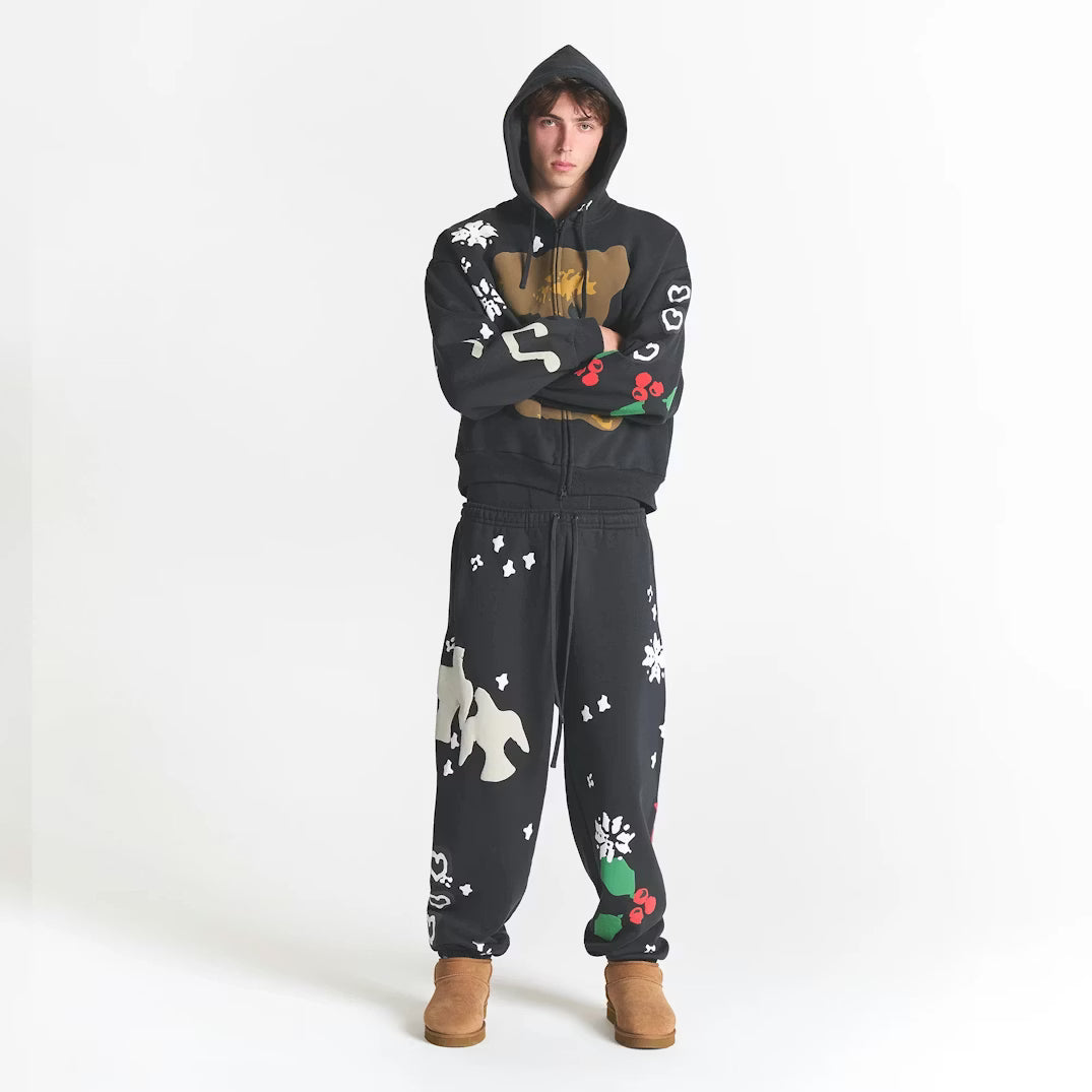 CACTUS PLANT FLEA MARKET X SKIMS HEAVYWEIGHT FLEECE MENS JOGGER | ONYX DOVE PRINT
