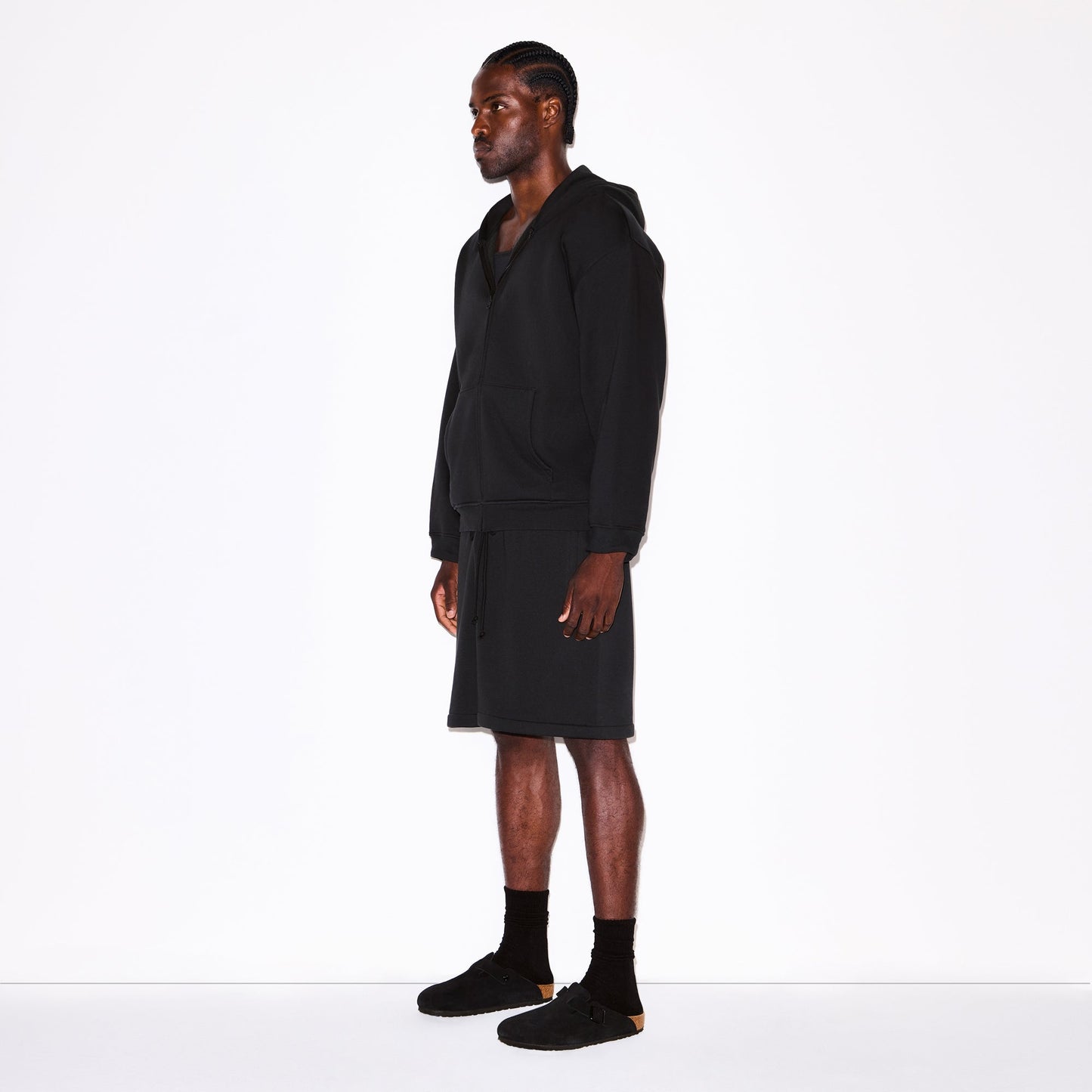 FLEECE LOUNGE MENS RELAXED ZIP UP HOODIE | WASHED ONYX