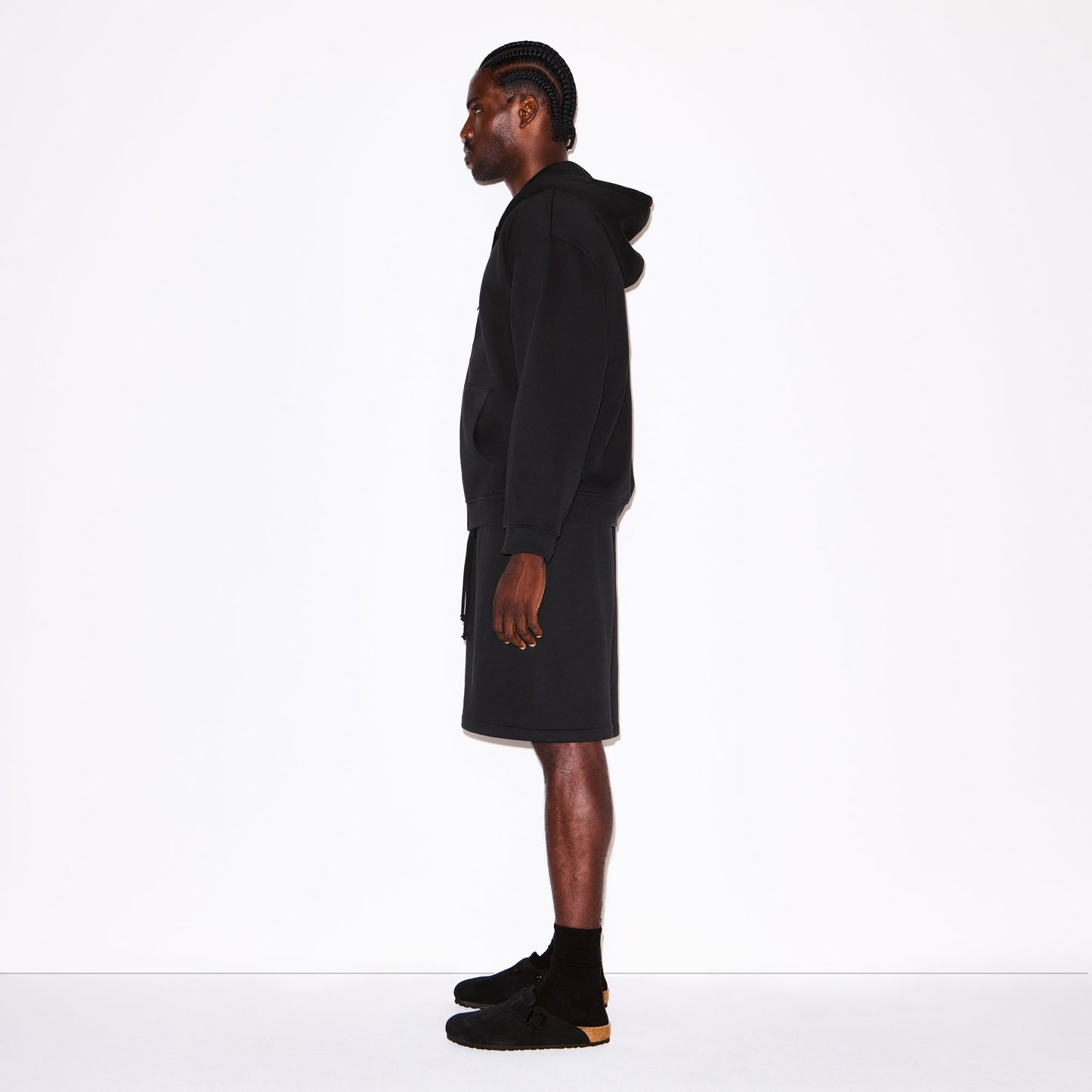 FLEECE LOUNGE MENS RELAXED ZIP UP HOODIE | WASHED ONYX