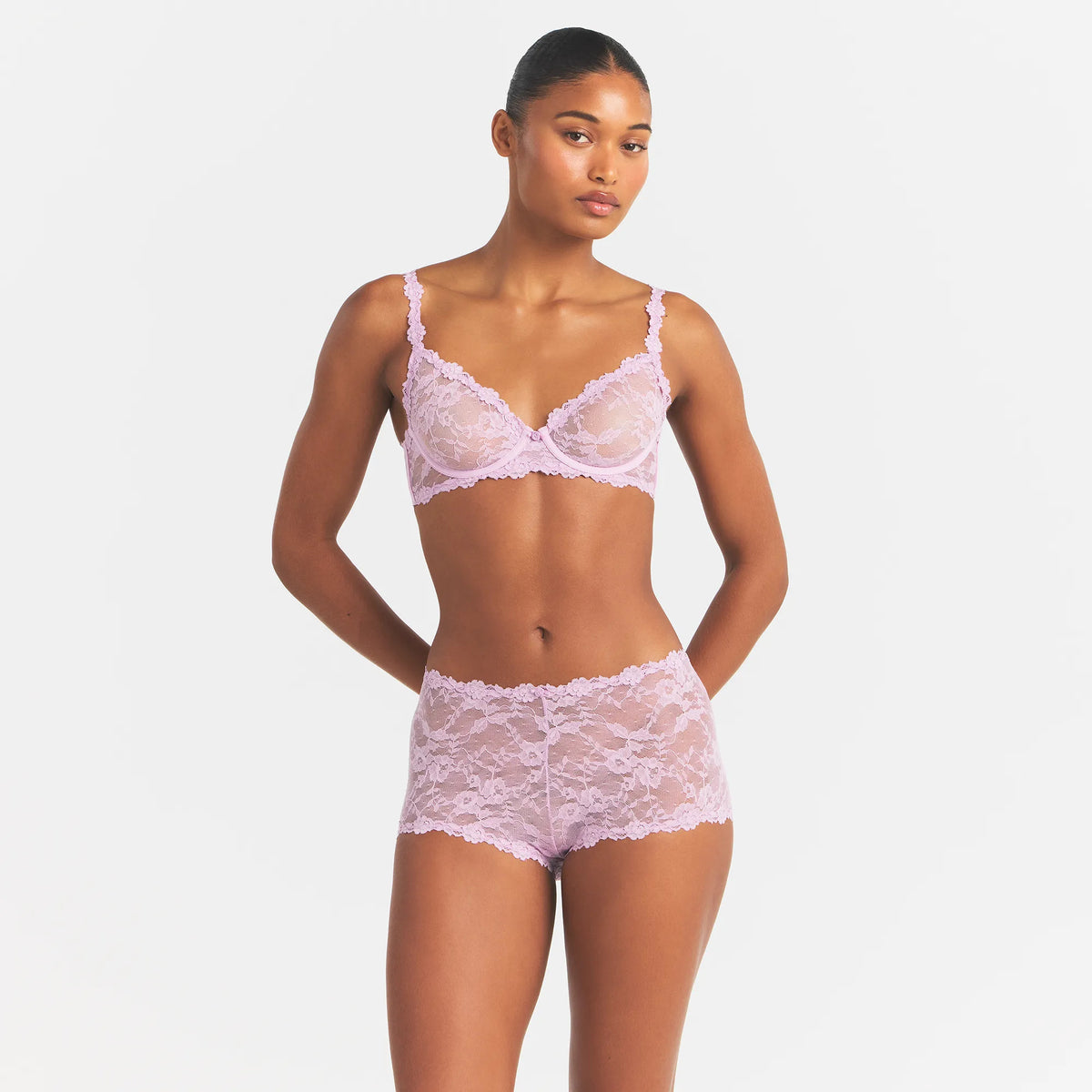 STRETCH LACE BOY SHORT | BABY PINK