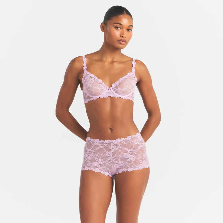 STRETCH LACE BOY SHORT | BABY PINK