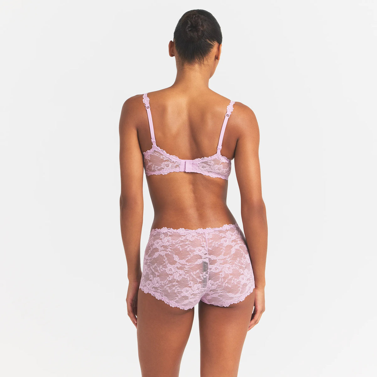STRETCH LACE BOY SHORT | BABY PINK