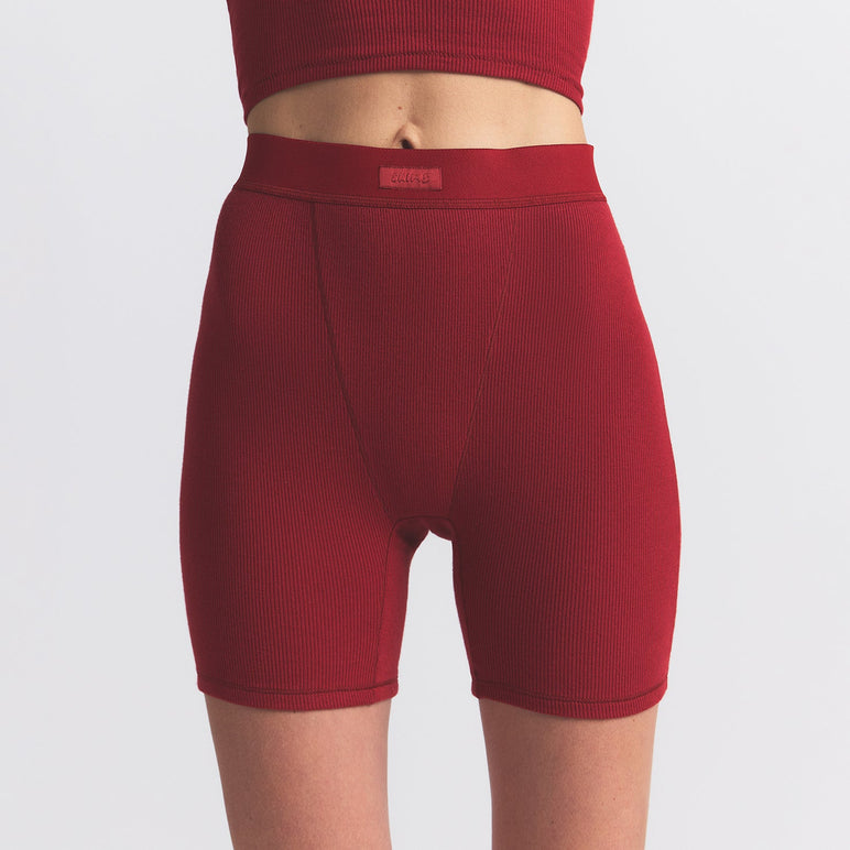 COTTON RIB BOXER | BRICK
