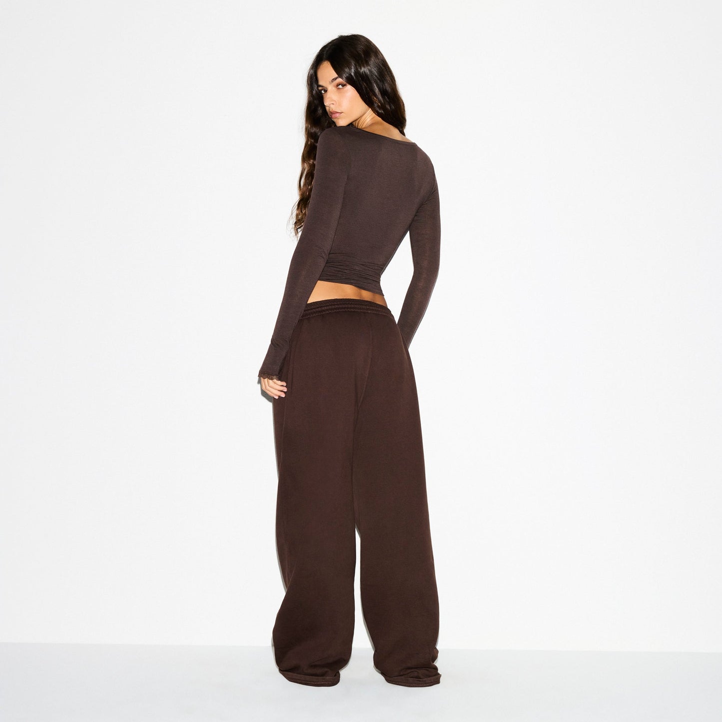 BOYFRIEND FLEECE OVERSIZED STRAIGHT LEG PANT | ESPRESSO