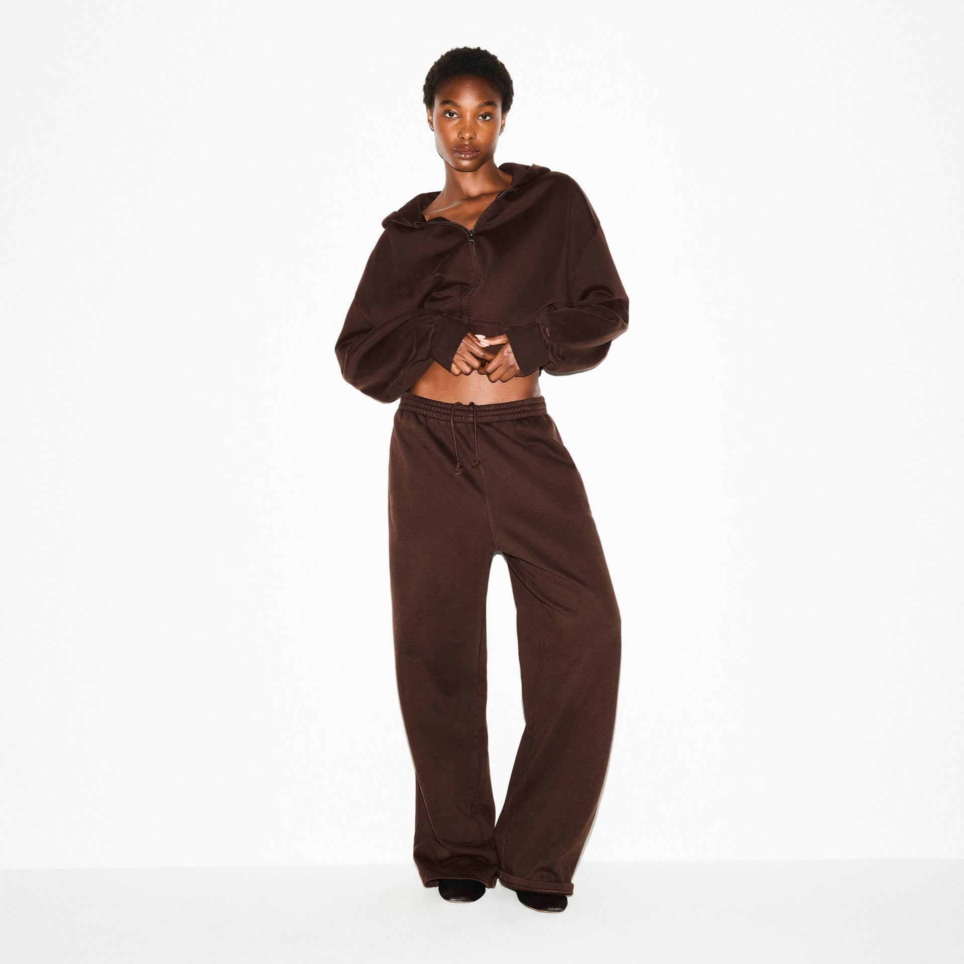 BOYFRIEND FLEECE OVERSIZED STRAIGHT LEG PANT | ESPRESSO