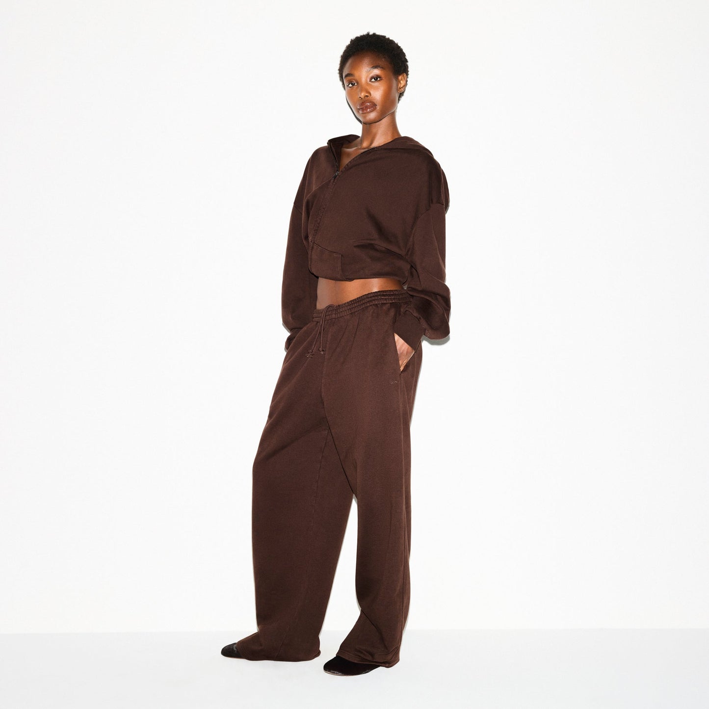 BOYFRIEND FLEECE OVERSIZED STRAIGHT LEG PANT | ESPRESSO
