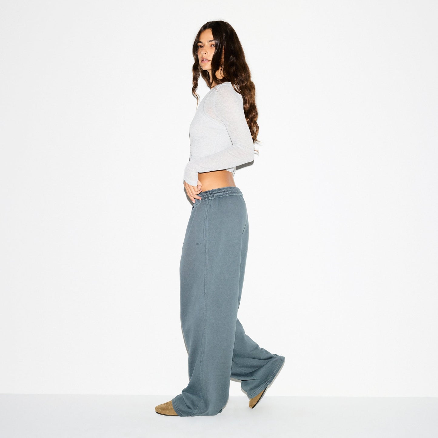 BOYFRIEND FLEECE OVERSIZED STRAIGHT LEG PANT | ZIRCON