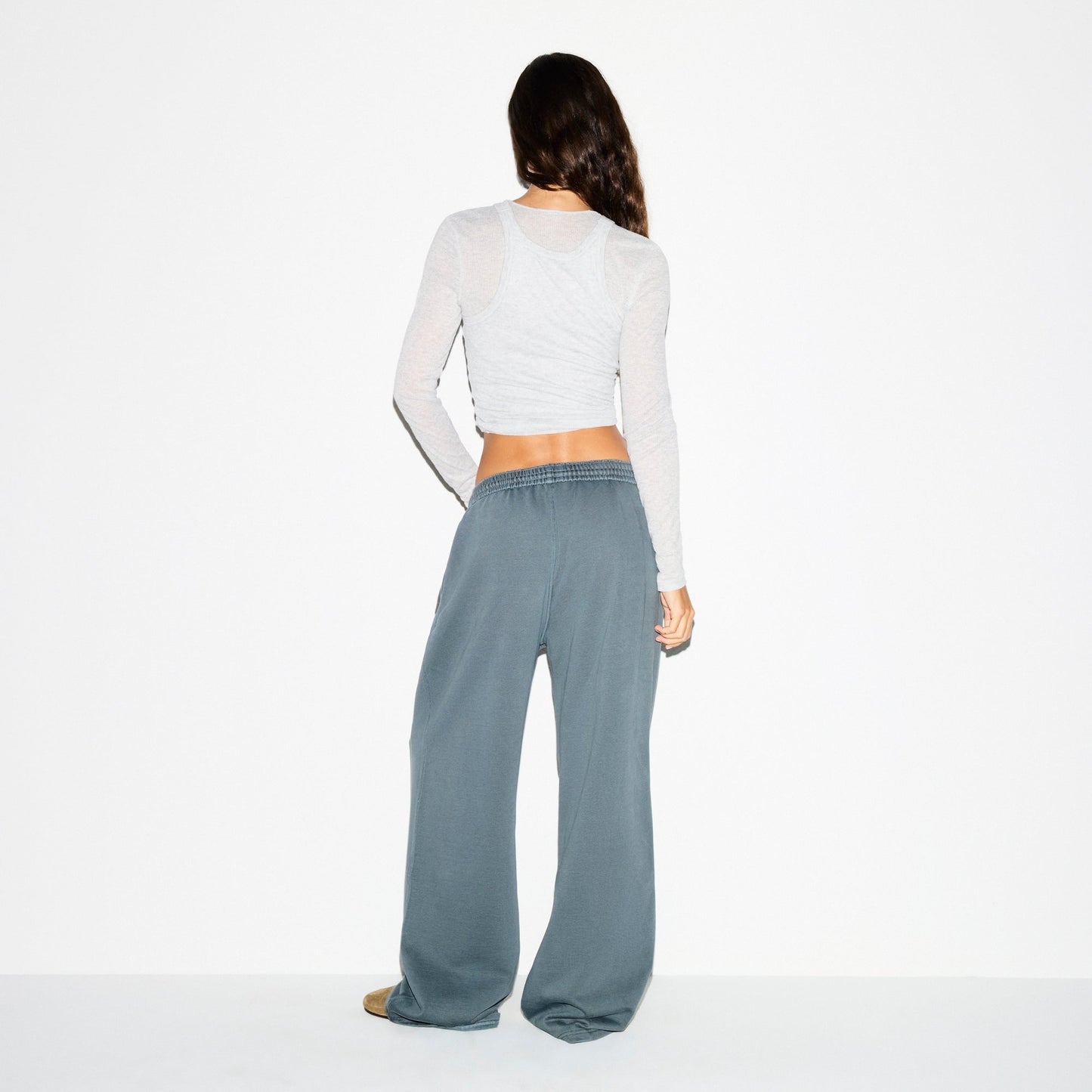 BOYFRIEND FLEECE OVERSIZED STRAIGHT LEG PANT | ZIRCON