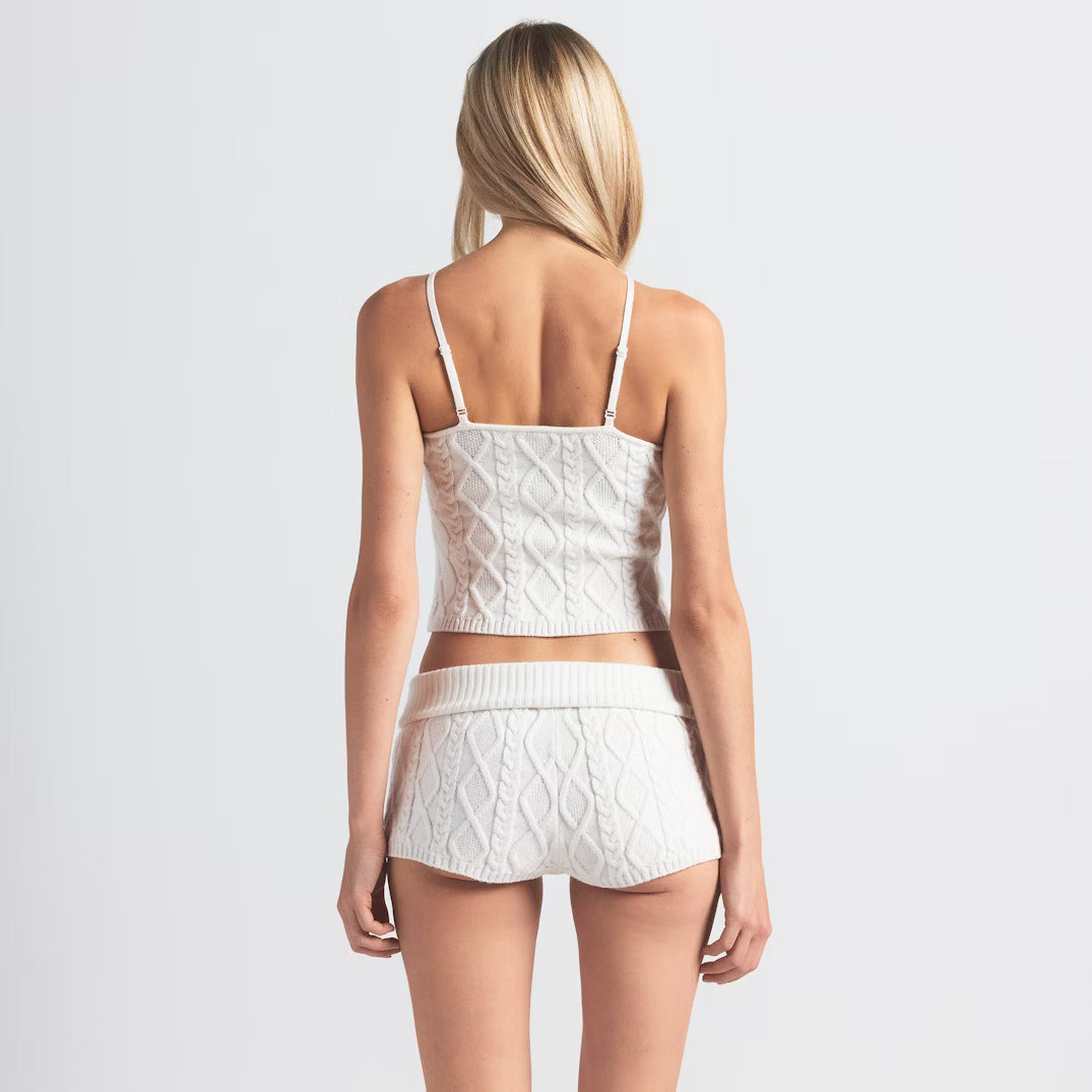 SNOW BUNNY CABLE KNIT SHORT | IVORY