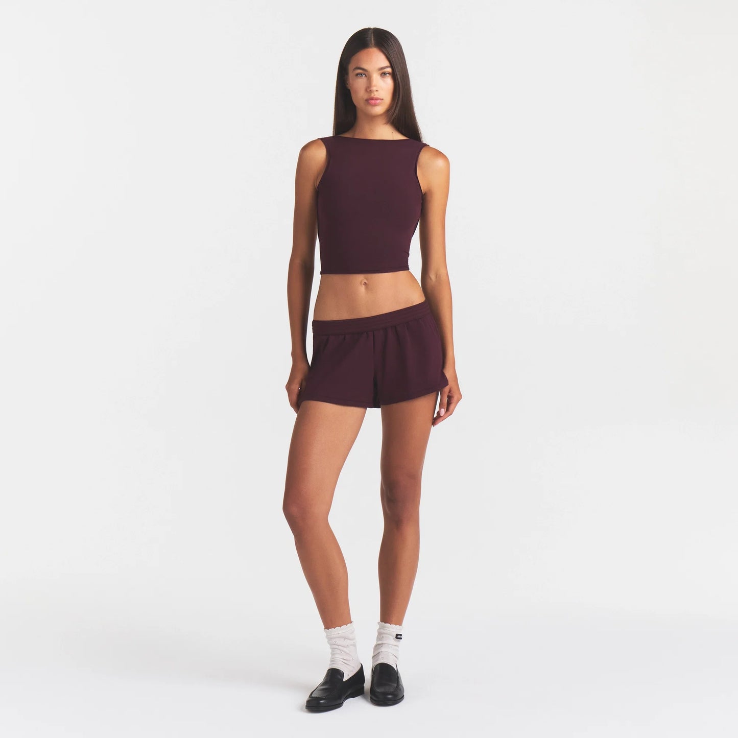 COTTON JERSEY LOOSE SHORT | CURRANT