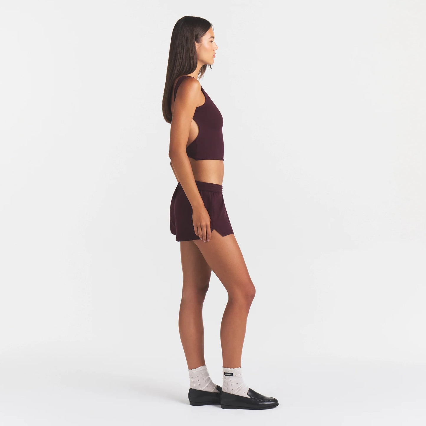 COTTON JERSEY LOOSE SHORT | CURRANT