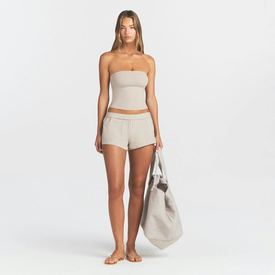 COTTON JERSEY LOOSE SHORT | STONE