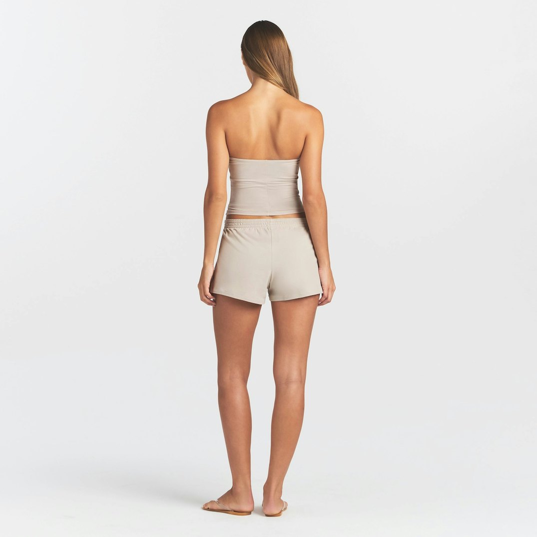 COTTON JERSEY LOOSE SHORT | STONE