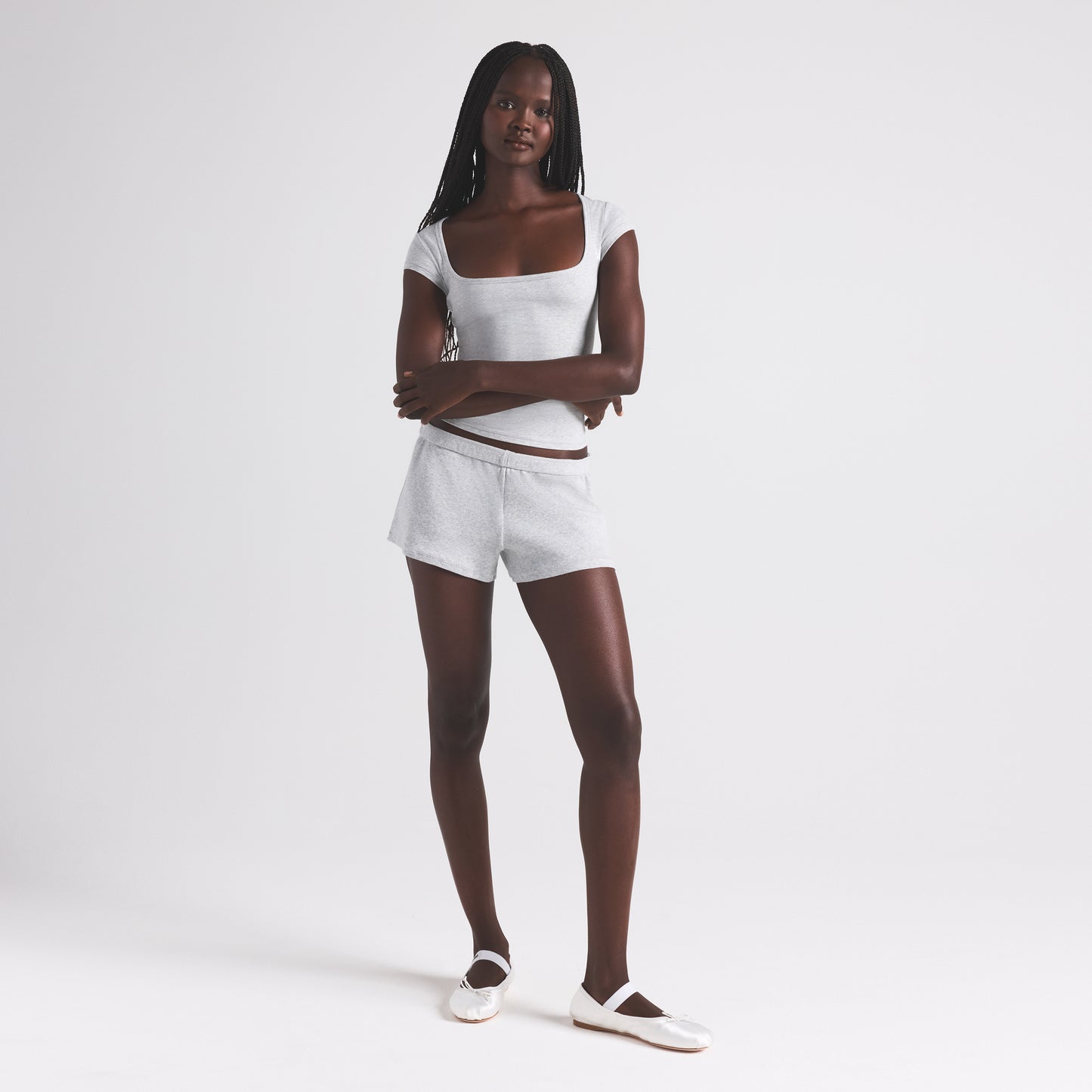 COTTON RIB LOOSE SHORT | STONE