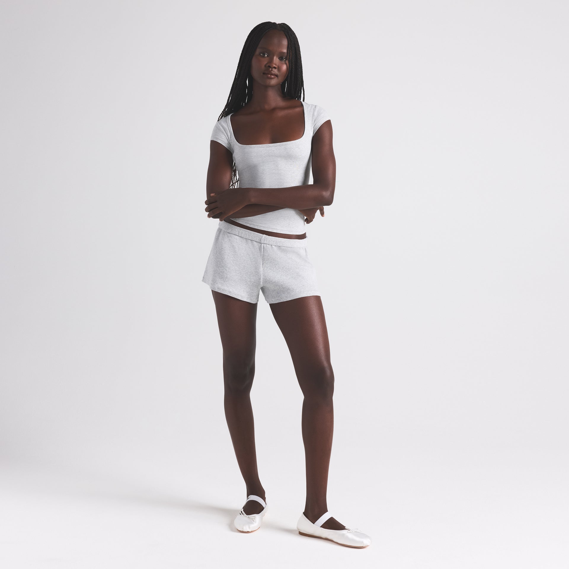 COTTON RIB LOOSE SHORT | STONE