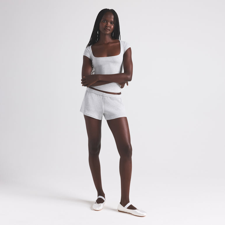 COTTON RIB LOOSE SHORT | STONE