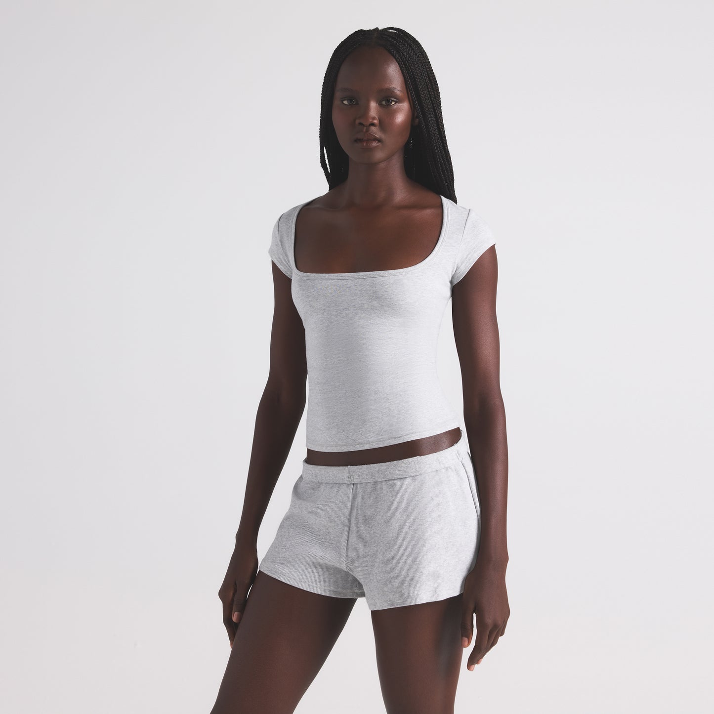 COTTON RIB LOOSE SHORT | STONE