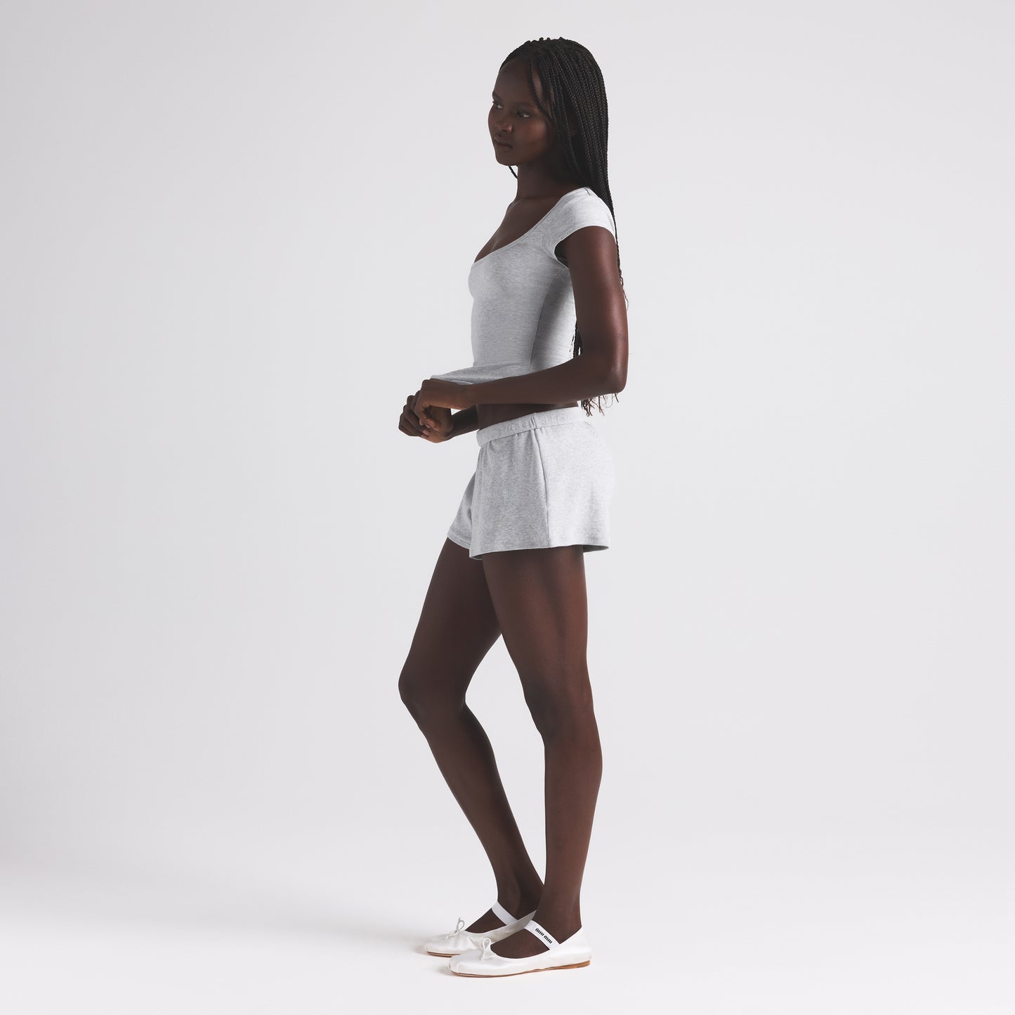 COTTON RIB LOOSE SHORT | STONE