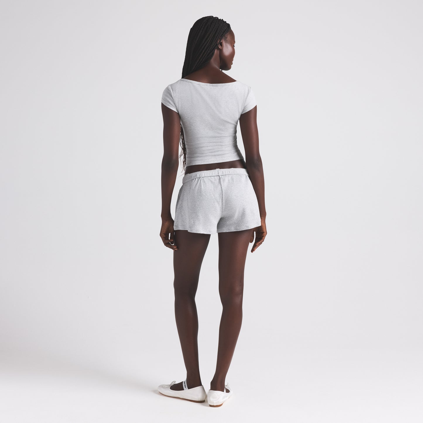 COTTON RIB LOOSE SHORT | STONE