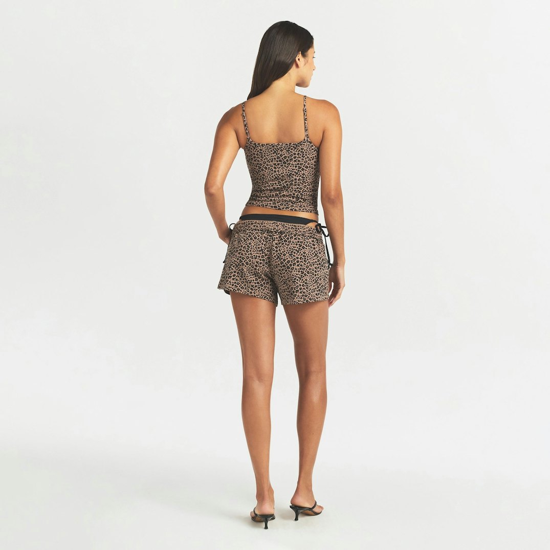 COTTON JERSEY LOOSE SHORT | SIENNA NATURAL LEOPARD