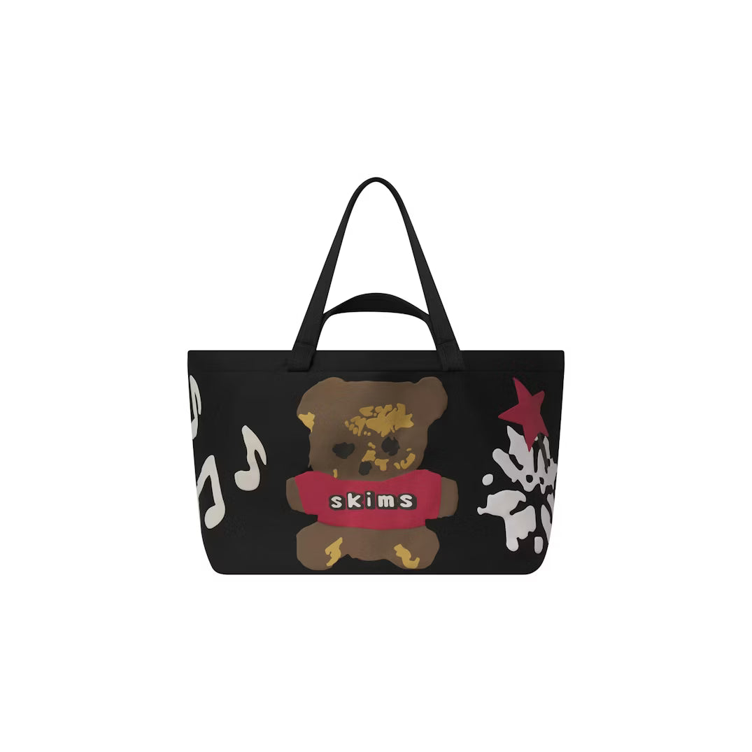 CACTUS PLANT FLEA MARKET X SKIMS COTTON FLEECE JUMBO TOTE | ONYX TEDDY BEAR PRINT